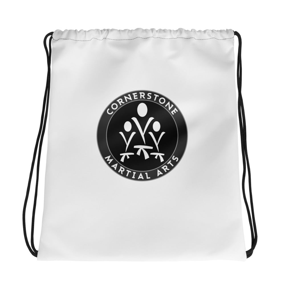 Monochromatic Cornerstone Drawstring Bag White