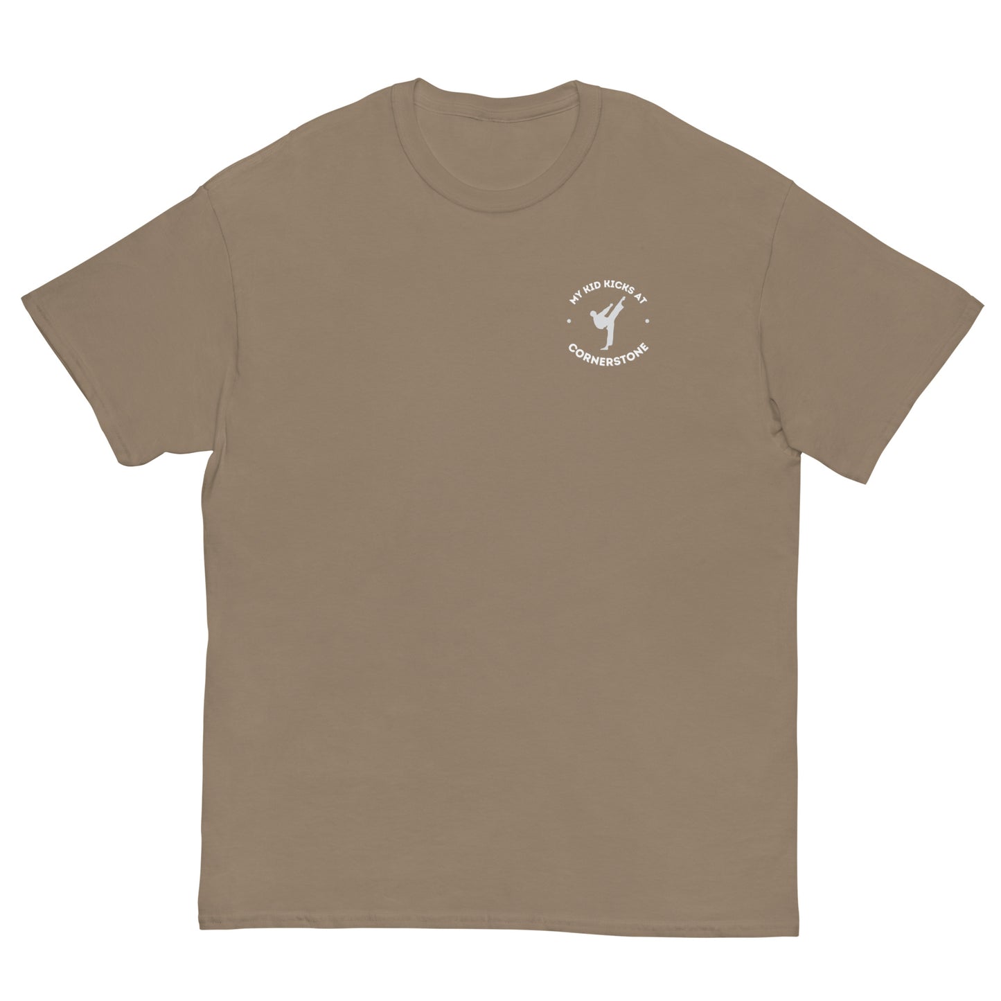 My Kid Kicks at Cornerstone Classic Tee Light Logo