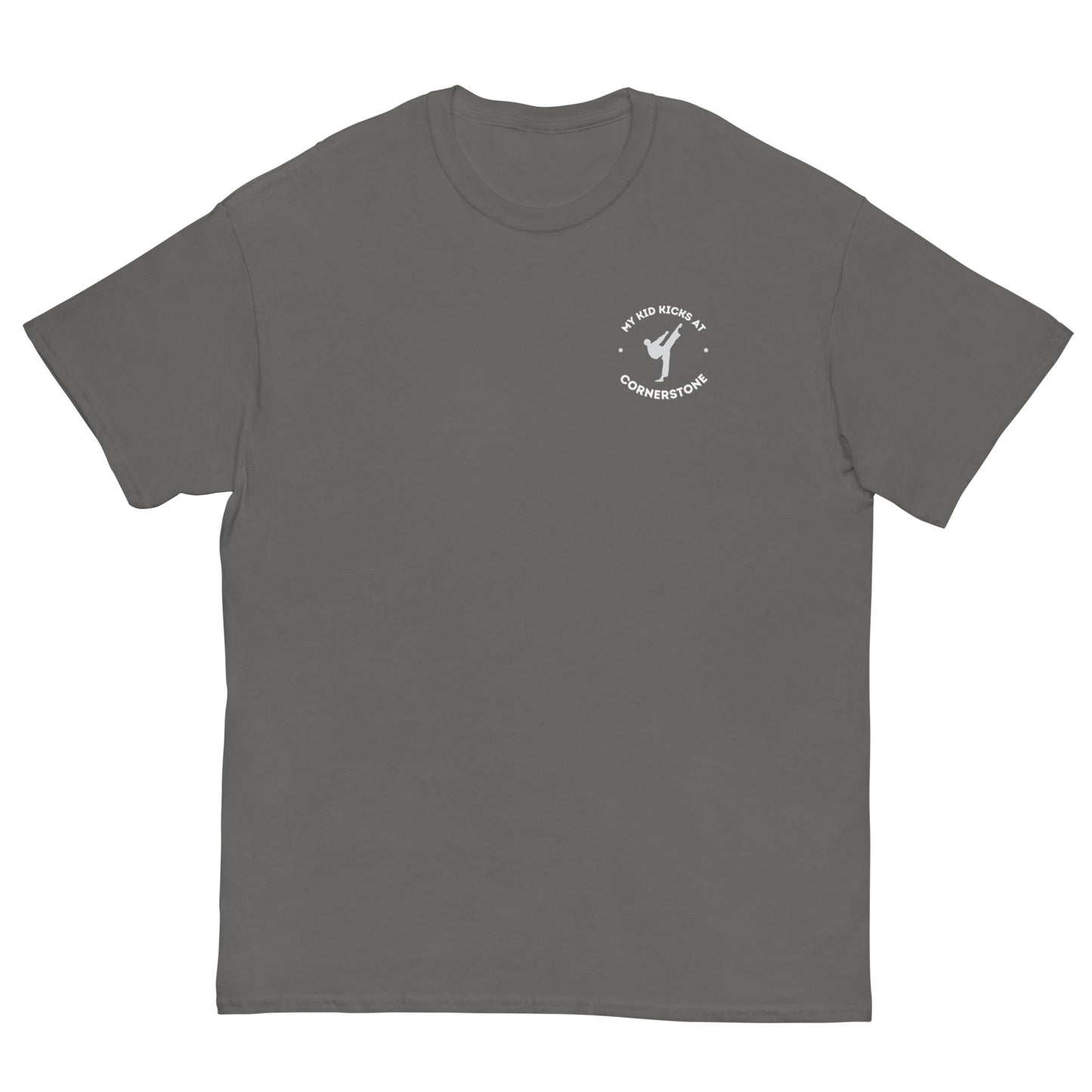 My Kid Kicks at Cornerstone Classic Tee Light Logo