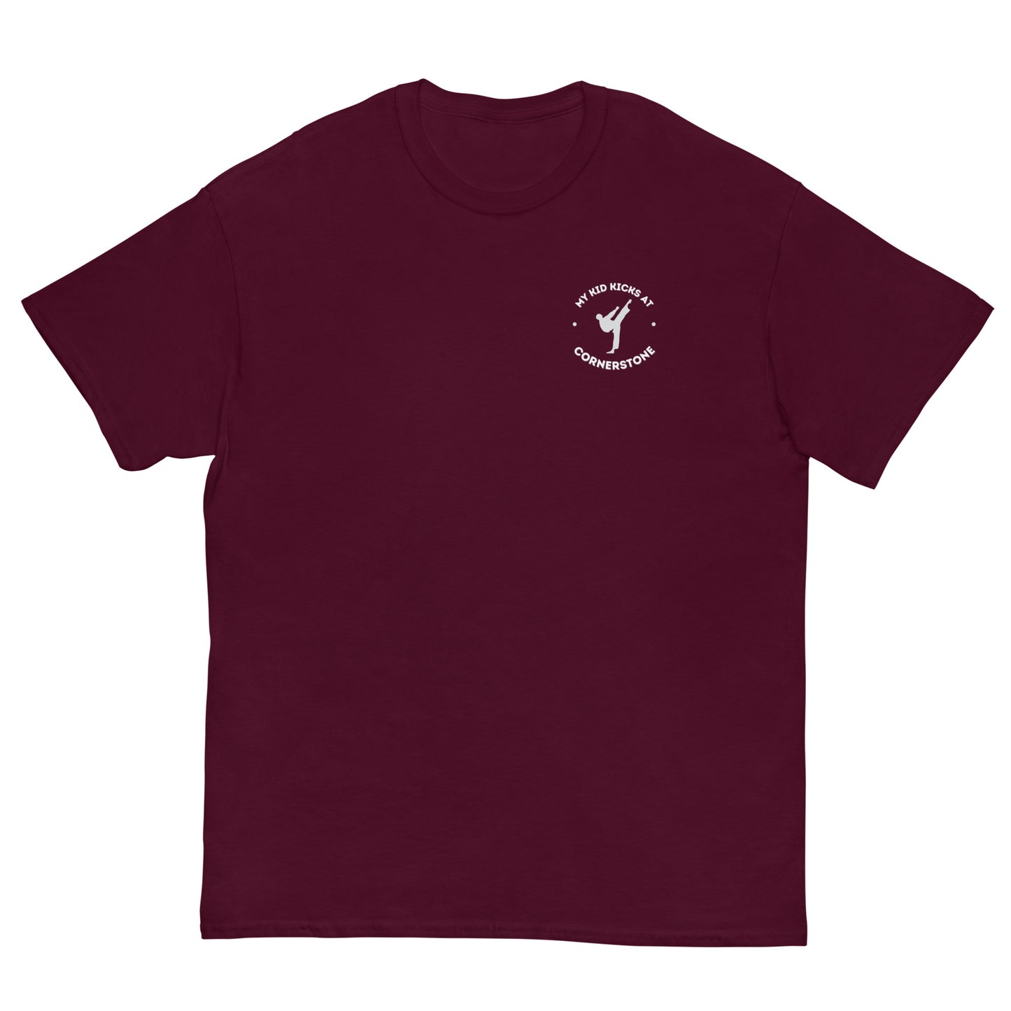 My Kid Kicks at Cornerstone Classic Tee Light Logo