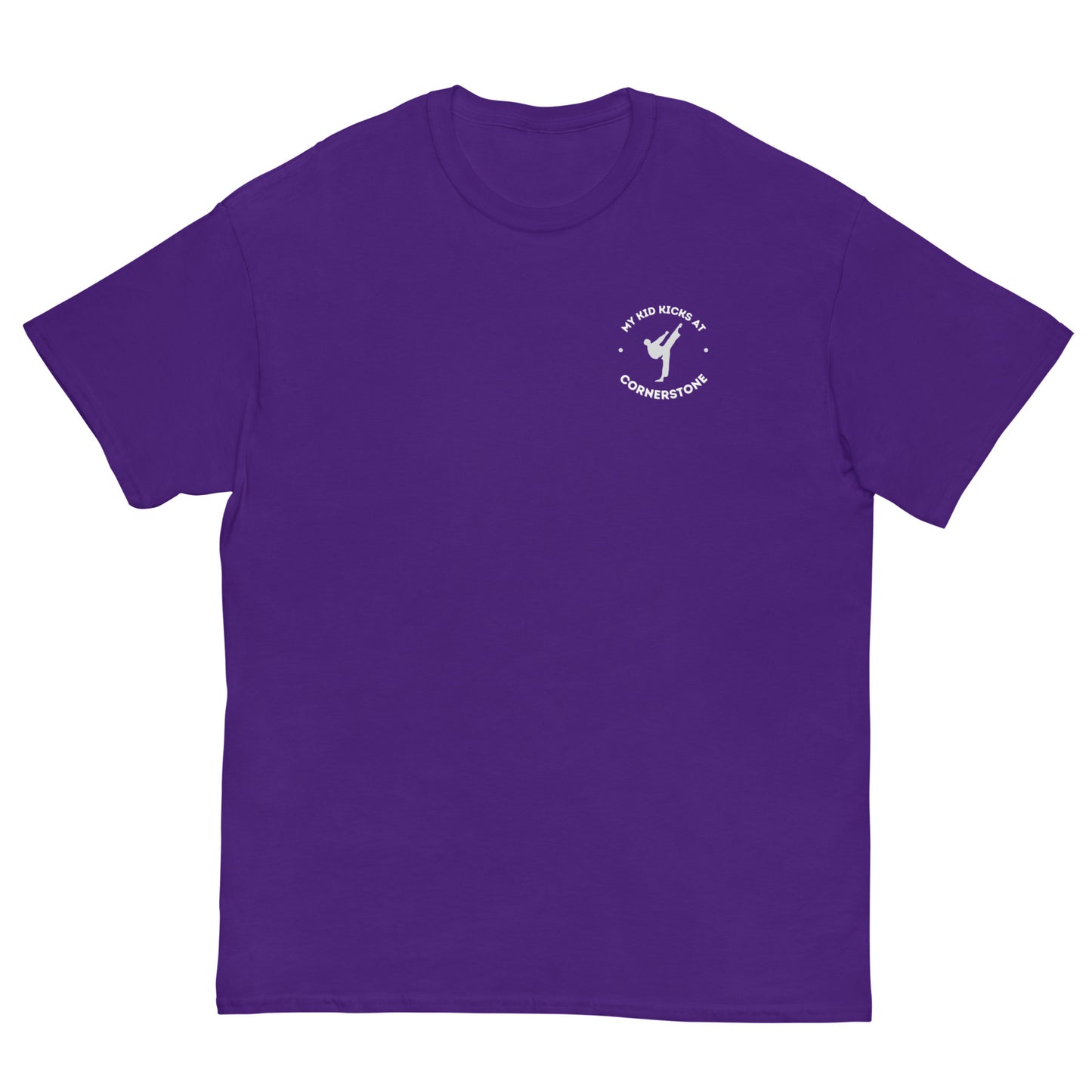 My Kid Kicks at Cornerstone Classic Tee Light Logo