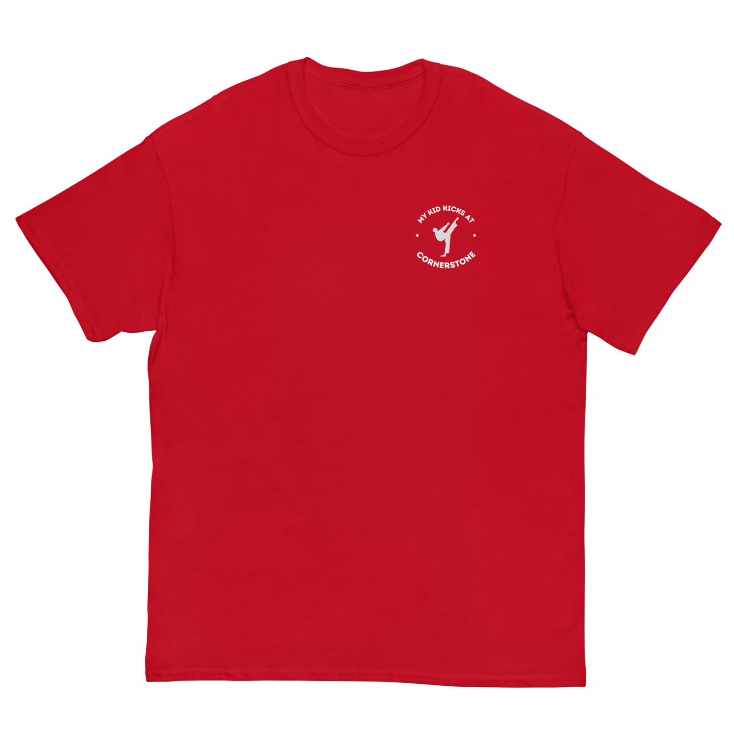 My Kid Kicks at Cornerstone Classic Tee Light Logo