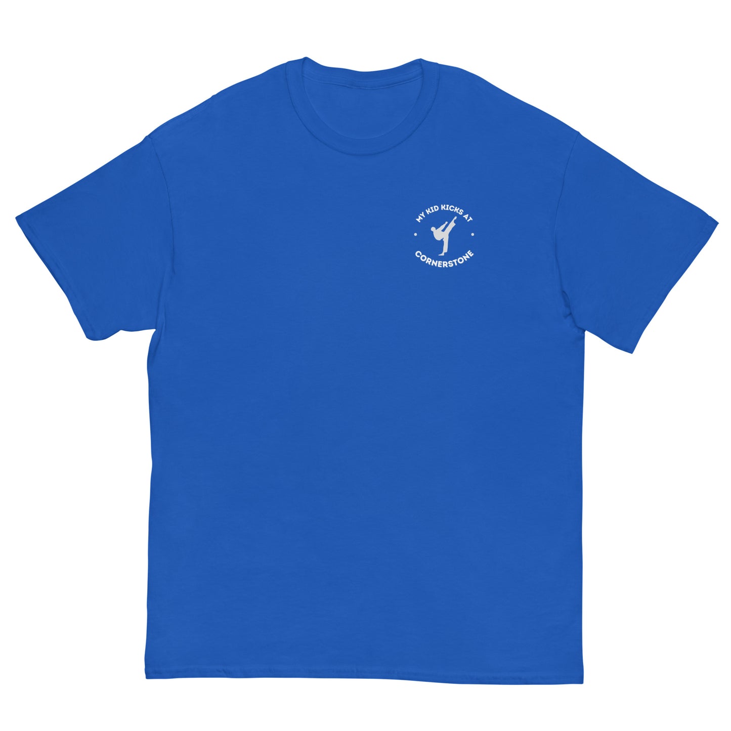 My Kid Kicks at Cornerstone Classic Tee Light Logo